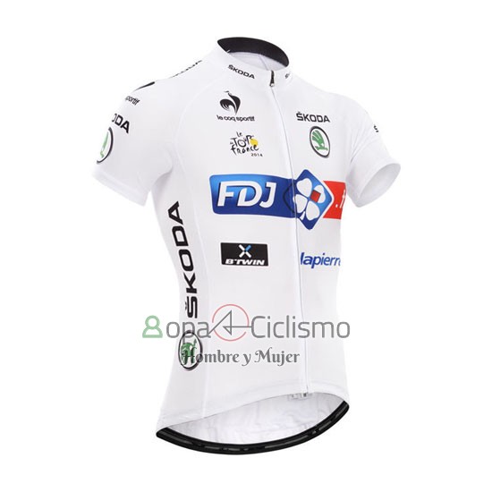 Fdj Lider Ropa Ciclismo Culotte Corto 2014 Hombre Mangas Cortas Blanco